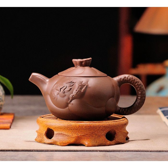 Чайник "Маленький дракон Юаньбао" глиняний Коричневий 130 мл.
