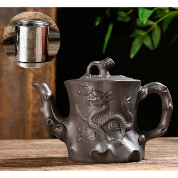 Чайник із ситечком "Дерево дракона" чорний 400 мл.