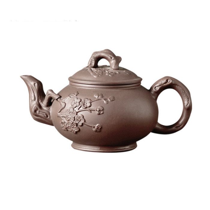 Чайник "Квітка сливи" коричневий глиняний 350 мл.