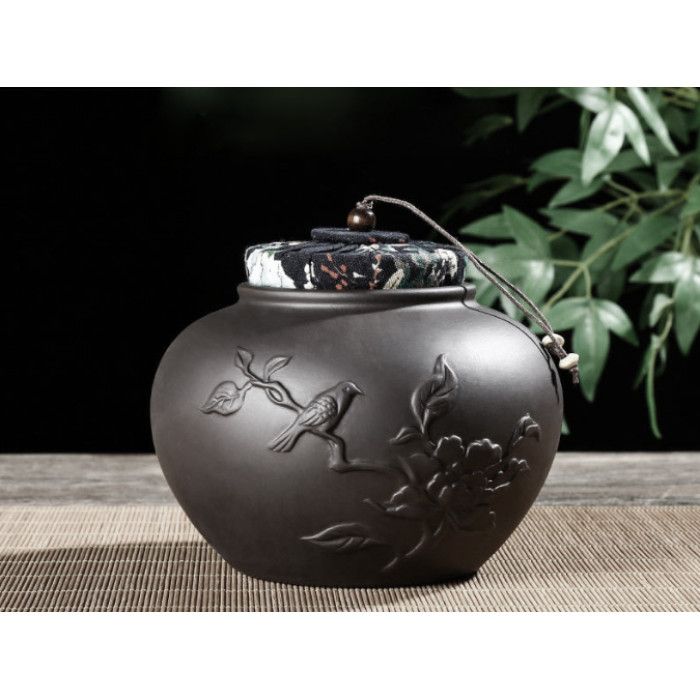 Чайниця для чаю "Пісні птахів" чорна глиняна 1200 мл.