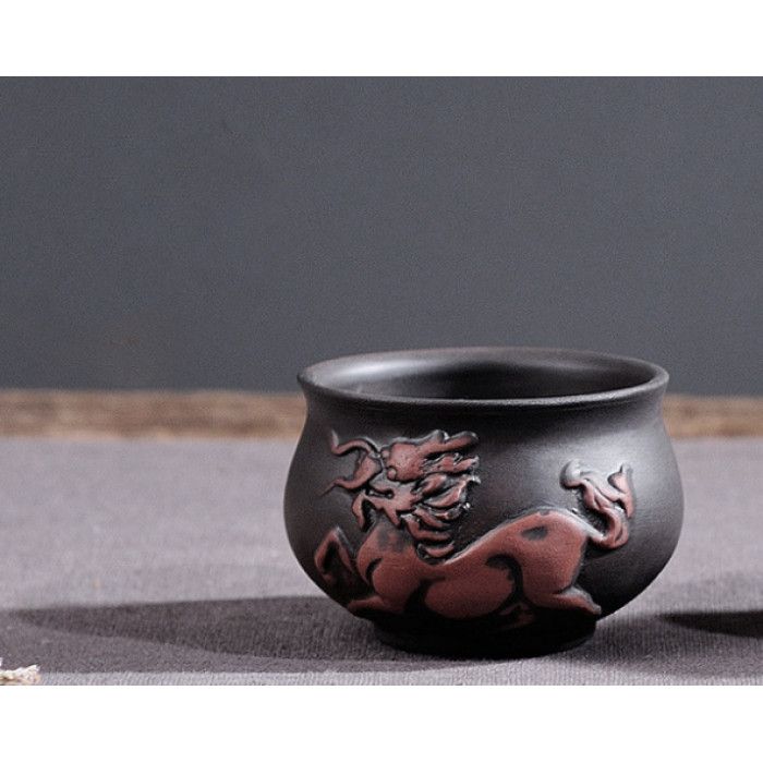 Чашка Чабей Цилінь глиняна чорна 50 мл.