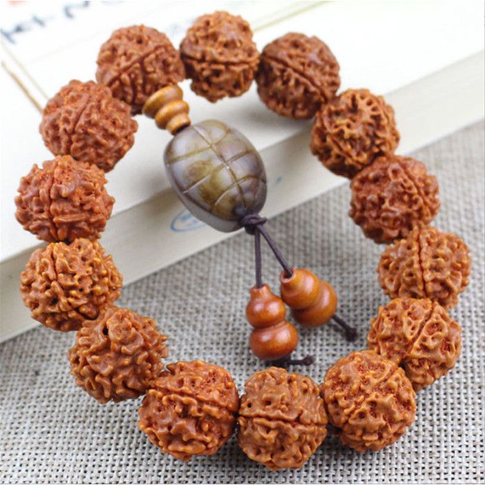 Чотки - браслет з рудракші 14 намистин Черепаха