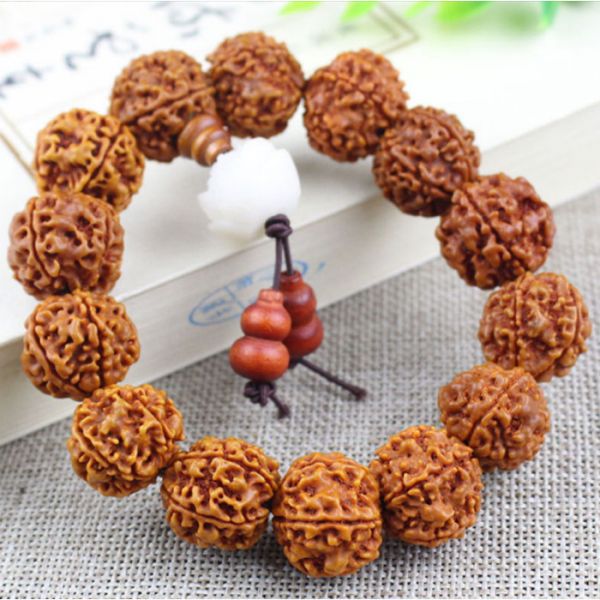 Чотки - браслет з рудракші 14 намистин Лотос