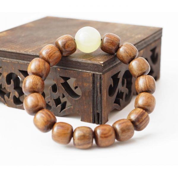 Чотки - браслет Палісандр + Нефрит 12 мм 16 бусин