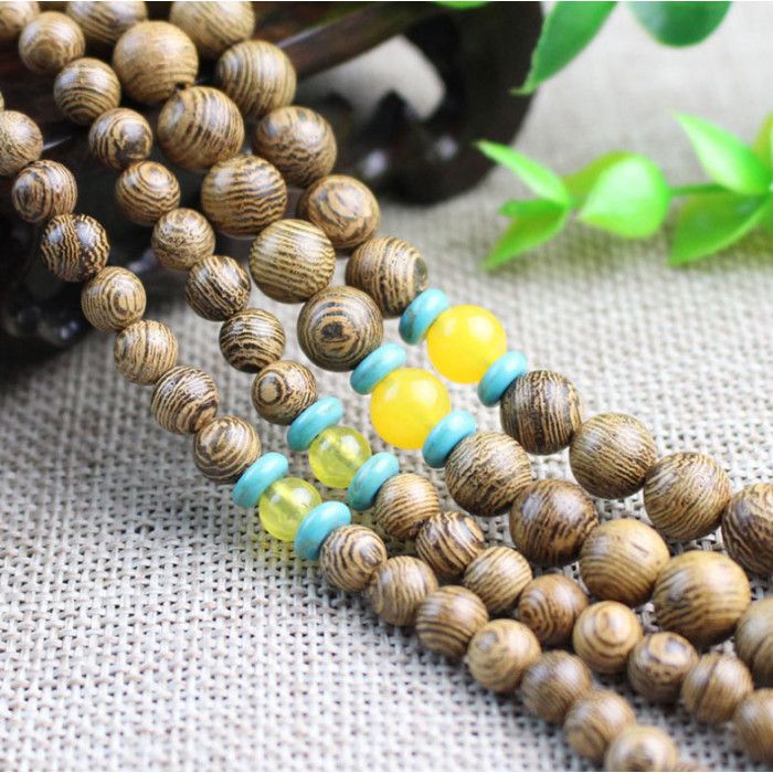 Чотки 108 бусин 8 мм з дерева Венге + Ваджра