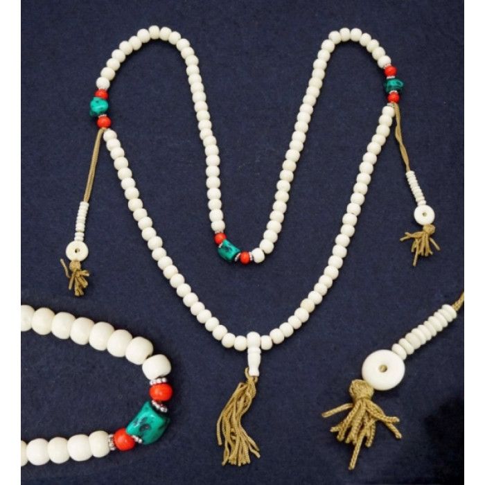 Чотки з кістки 10 мм. 108 намистин білі