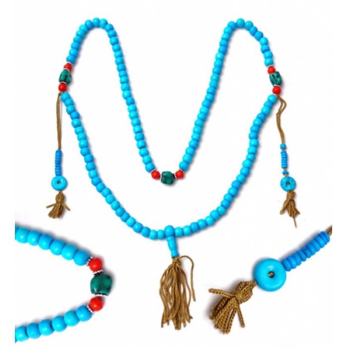 Чотки з кістки 10 мм. 108 бусин блакитні