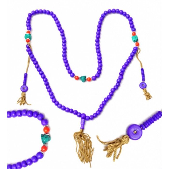 Чотки з кістки 10 мм. 108 бусин індиго