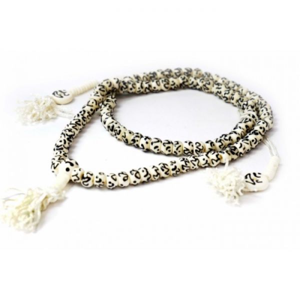 Чотки з кістки ОМ білі + чорний малюнок 8 мм.