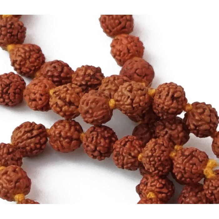 Чотки з Рудракші перев'язані фарбовані 6 мм. 108 намистин