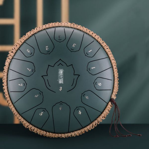 Глюкофон "Happy Drum" 15 нот Матовий Зелений Карбонова сталь