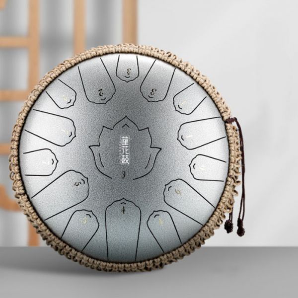 Глюкофон "Happy Drum" 15 нот Срібний Карбонова сталь