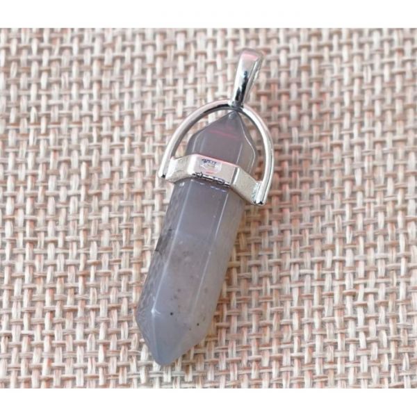 Кулон кам'яний шестигранний з пояском Сірий агат