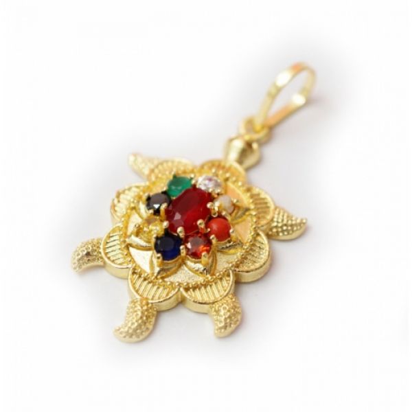 Кулон металлический с камнями Черепаха