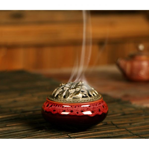 Курильниця для пахощів "Деревний мох" керамічна червона