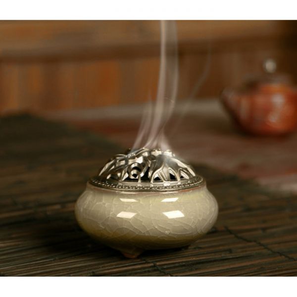 Курильниця для пахощів "Тріснувший лід" керамічна бежева