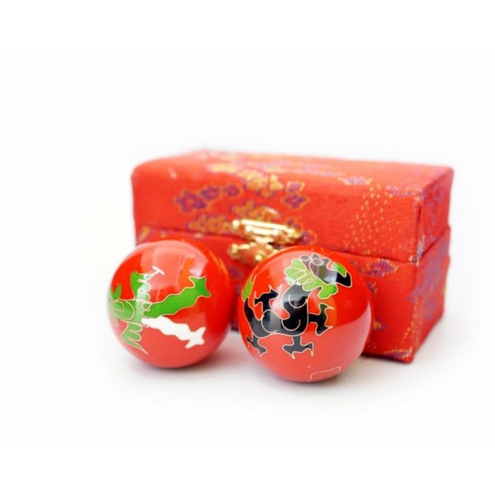 Масажні кулі Баодінга пара емаль Дракон Фенікс червоні