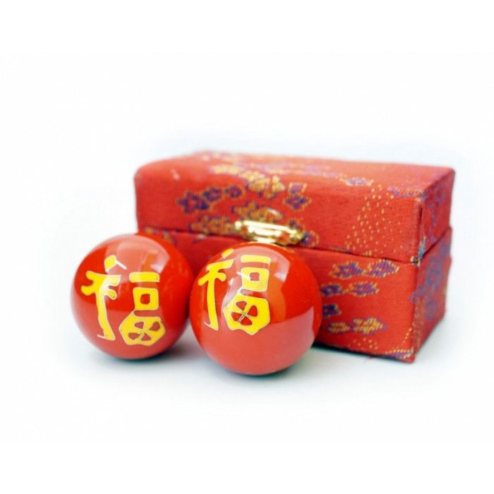 Масажні кулі Баодінга пара емаль Ієрогліф Щастя червоні