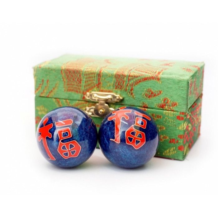 Масажні кулі Баодінга пара емаль Ієрогліф Щастя сині