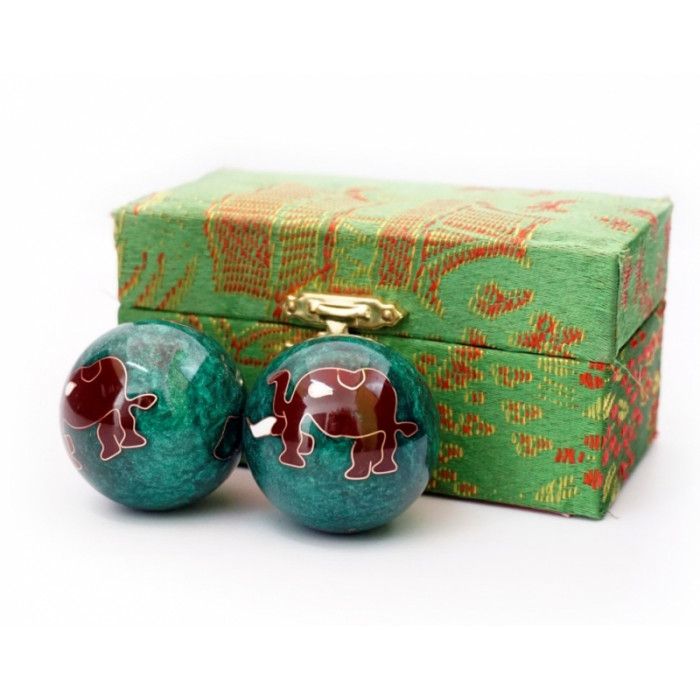 Масажні кулі Баодінга пара емаль Слонік зелені