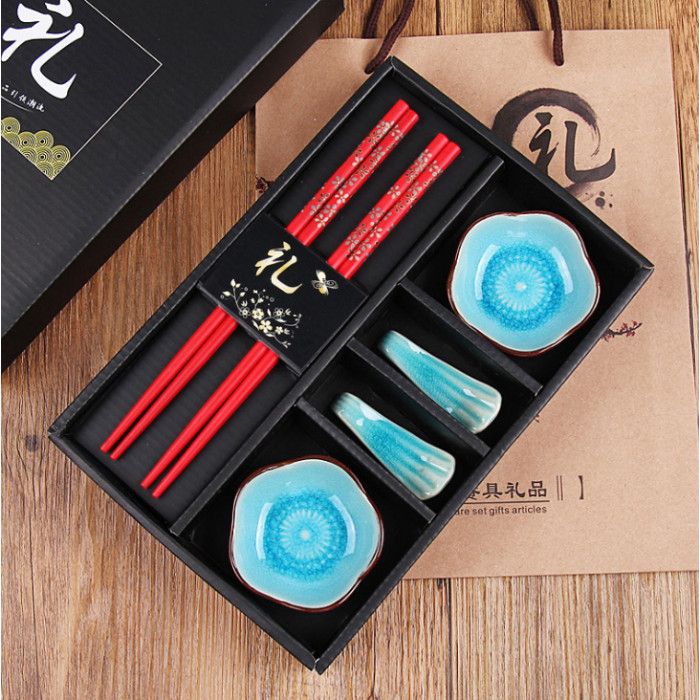 Набір для суші "Квіти сливи" 6 предметів Блакитний