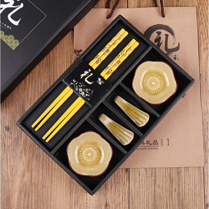 Набір для суші "Квіти сливи" 6 предметів Золотий