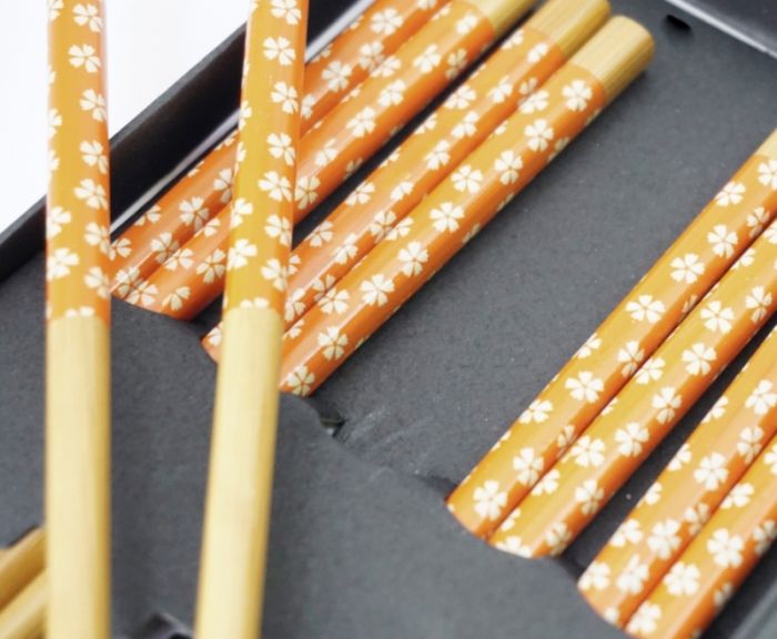 Палочки для еды бамбук с рисунком набор 5 пар №3