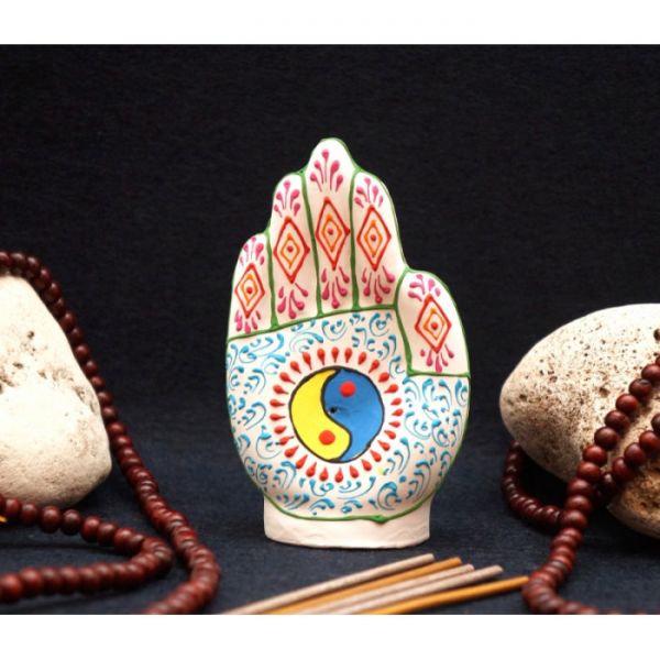 Підставка під аромапалички глиняна Інь Ян "Долонь" Біла