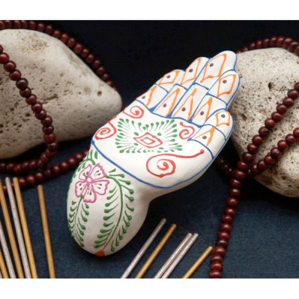 Підставка під аромапалички глиняна "Долоня" Біла №3