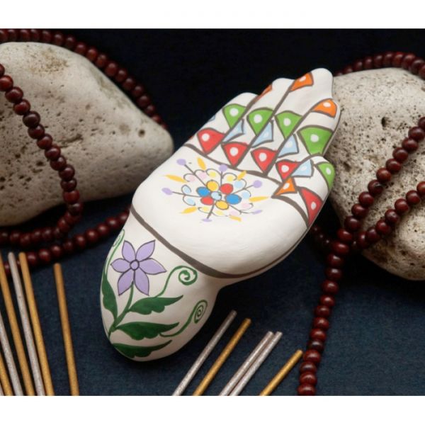 Підставка під аромапалички глиняна "Долоня" Біла №4