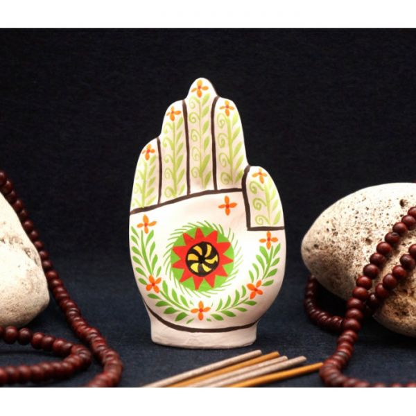 Підставка під аромапалички глиняна Орнамент "Долонь" Біла №1