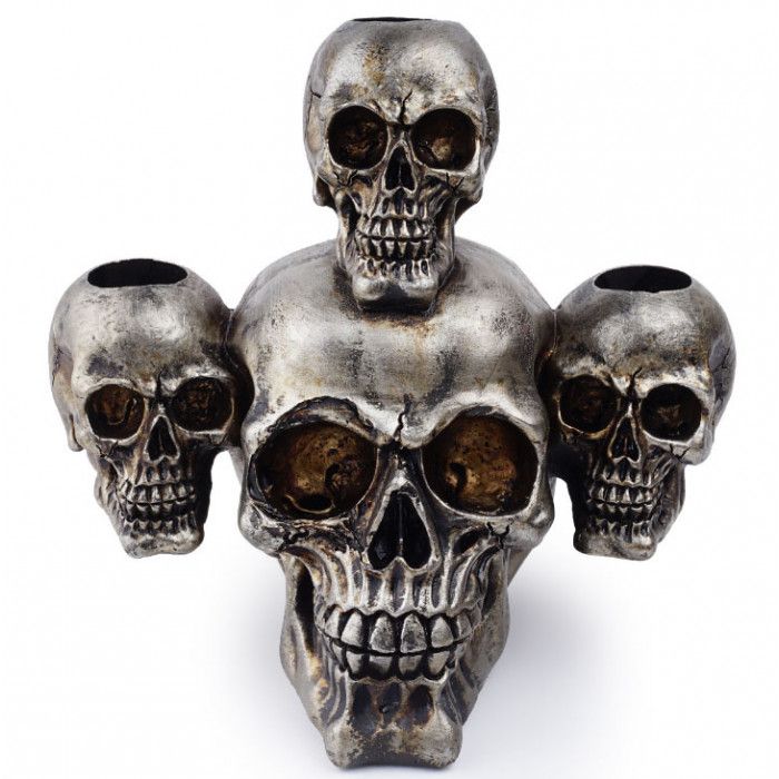 Подсвечник на 3 свечи "Черепа" полистоун