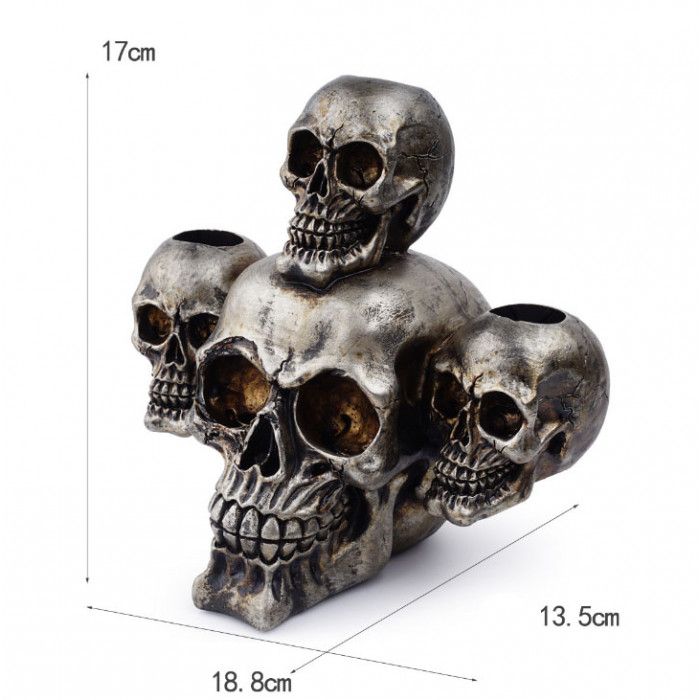 Подсвечник на 3 свечи "Черепа" полистоун