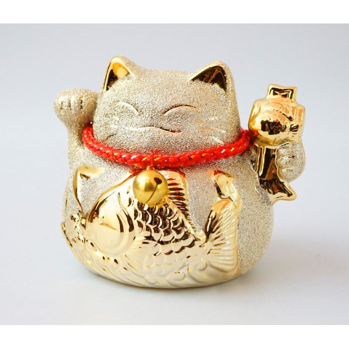 Щасливий кіт Манекі Неко-скарбничка в золоті №1