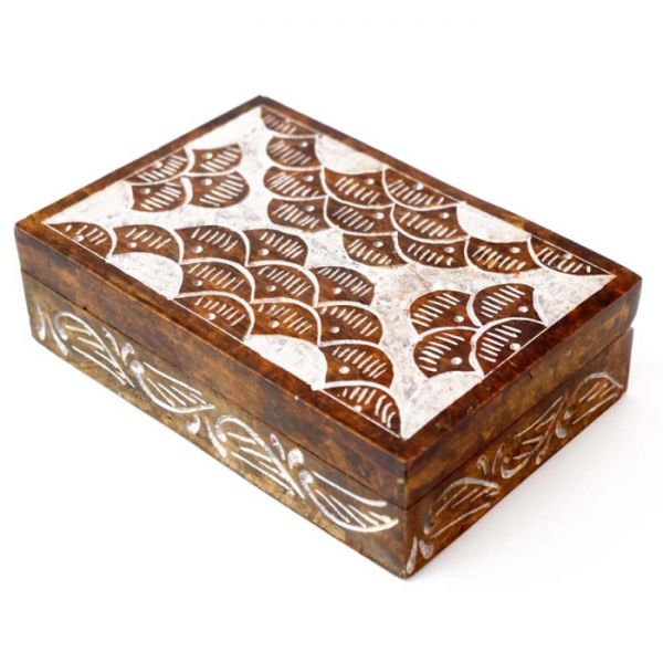 Шкатулка каменная крашеная с орнаментом NO.-164