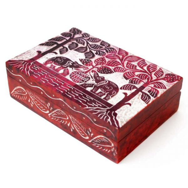 Шкатулка каменная крашеная с орнаментом NO.-167