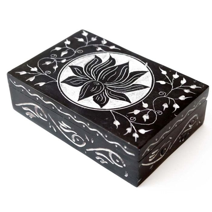 Шкатулка каменная крашеная с орнаментом NO.-170