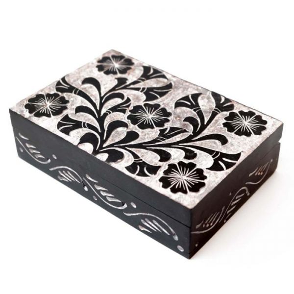 Шкатулка каменная крашеная с орнаментом NO.-174