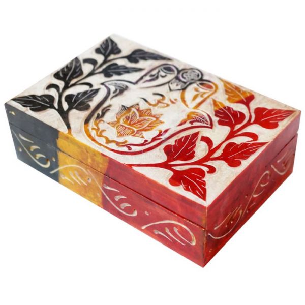 Шкатулка каменная крашеная с орнаментом NO.-180