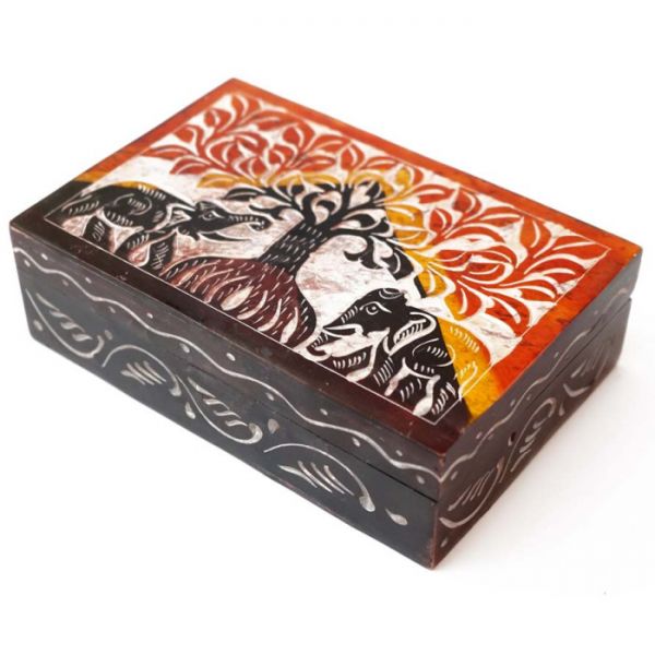 Шкатулка каменная крашеная с орнаментом NO.-184