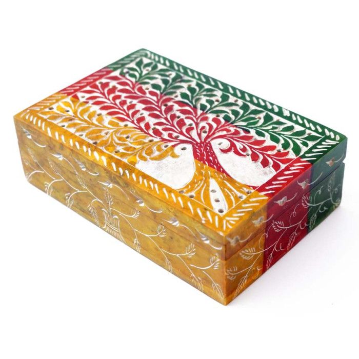 Скринька кам'яна фарбована з орнаментом NO.-188