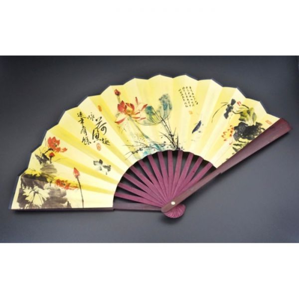 Веер бумага + ткань + дерево №5