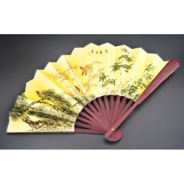 Веер бумага + ткань + дерево №6