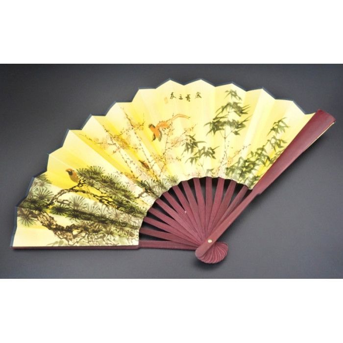 Віяло папір + тканина + дерево №6