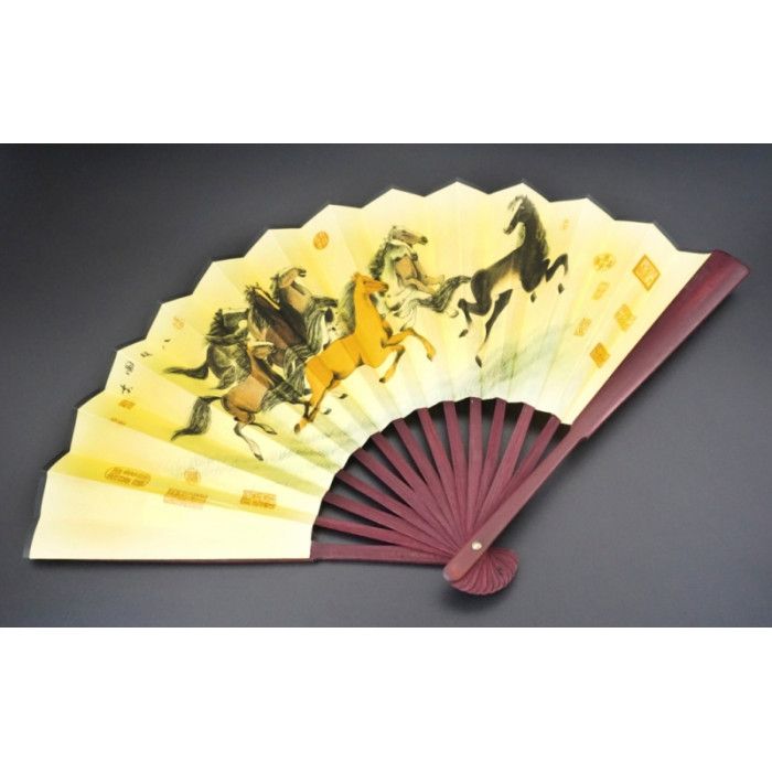 Віяло папір + тканина + дерево №7