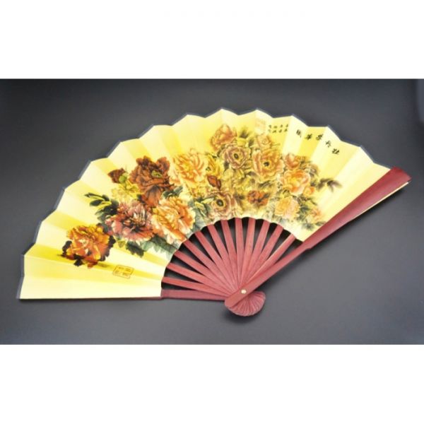 Веер бумага + ткань + дерево №8