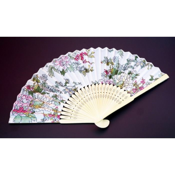 Веер дерево + сатин складной №4