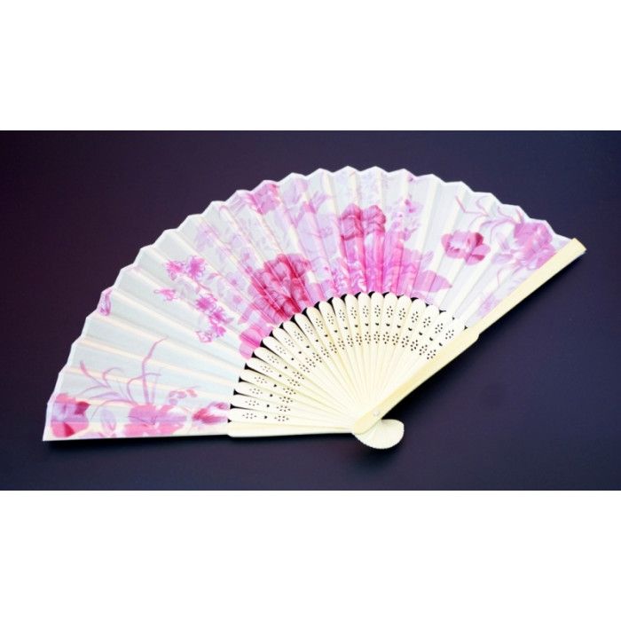 Віяло дерево + сатін складане №7