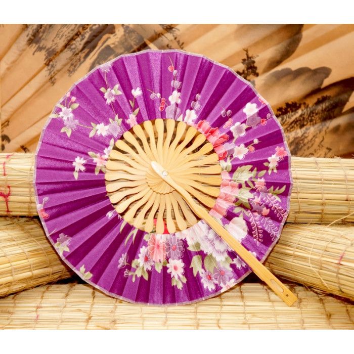 Веер дерево / ткань складной круглый №2