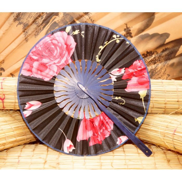 Віяло дерево / тканина складаний круглий №22